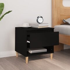 Naktinis staliukas vidaXL, Apdirbta mediena, 50x46x50cm, juoda kaina ir informacija | Spintelės prie lovos | pigu.lt