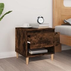 Naktinis staliukas vidaXL, Apdirbta mediena, 50x46x50cm, dūminio ąžuolo spalva kaina ir informacija | Spintelės prie lovos | pigu.lt
