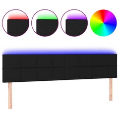 Galvūgalis su LED vidaXL, Audinys, 180x5x78/88cm, juoda цена и информация | Кровати | pigu.lt