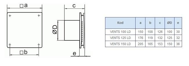 VENTILATORIAI 125 LD TH vonios kambario ventiliatorius цена и информация | Ventiliatoriai | pigu.lt