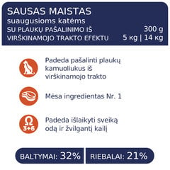 Club 4 Paws Premium visavertis ėdalas suaugusioms katėms su vilnos pašalinimu iš virškinamojo trakto efektu Hairball control, 2 kg kaina ir informacija | Sausas maistas katėms | pigu.lt