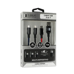 Kabelis Micro USB Subblim SUB-CAB-3IN101 1 m цена и информация | Кабели и провода | pigu.lt