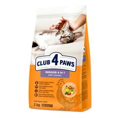 Club 4 Paws Premium visavertis maistas suaugusioms katėms, gyvenančioms patalpose Indoor 4 in 1, 2 kg kaina ir informacija | Sausas maistas katėms | pigu.lt