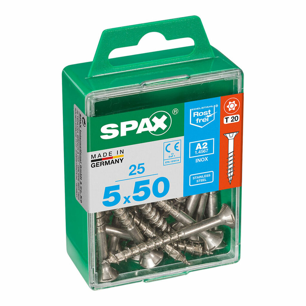 Varžtų dėžutė Spax, 0.5 x 5 cm цена и информация | Mechaniniai įrankiai | pigu.lt
