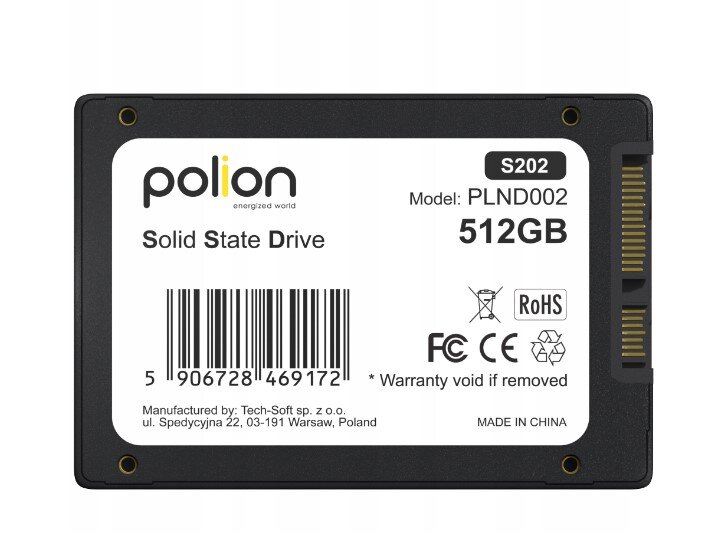 SSD kietasis diskas POLION 512GB 2,5" SATA III kaina ir informacija | Vidiniai kietieji diskai (HDD, SSD, Hybrid) | pigu.lt