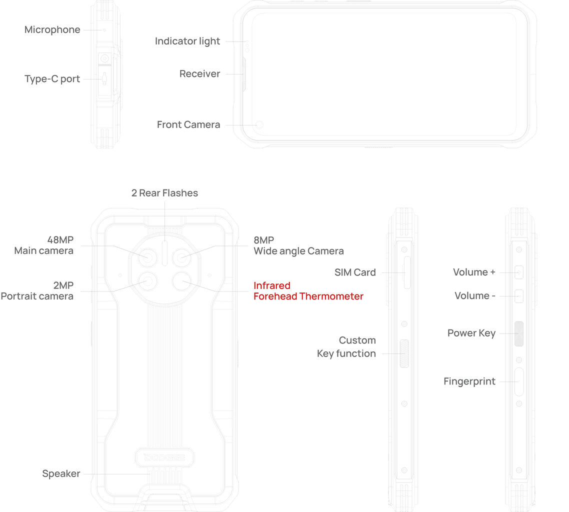 Doogee V10 5G Dual SIM 8/128GB Fire Orange kaina ir informacija | Mobilieji telefonai | pigu.lt