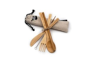 Kelioninis bambukinių stalo įrankių rinkinys цена и информация | Столовые приборы | pigu.lt