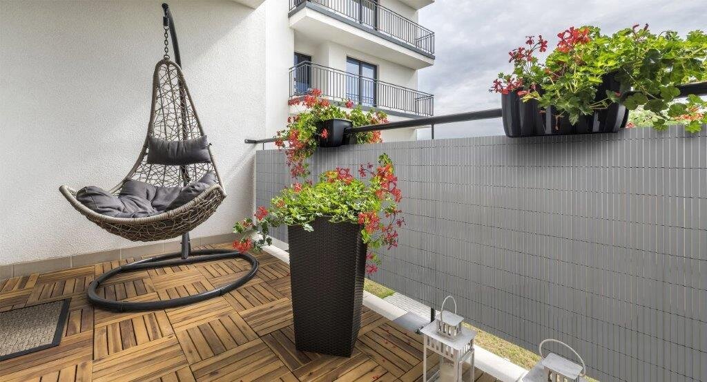 Balkono/terasos apsauga nuo saulės - užuovėja Plast PVC 1x4m, pilka цена и информация | Skėčiai, markizės, stovai | pigu.lt