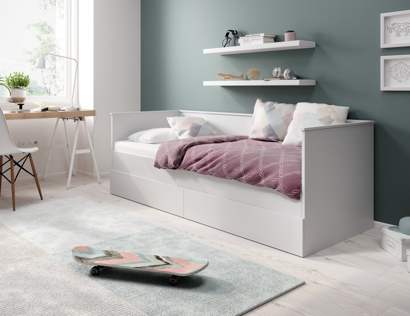 Lova ADRK Furniture Hela II, balta цена и информация | Lovos | pigu.lt