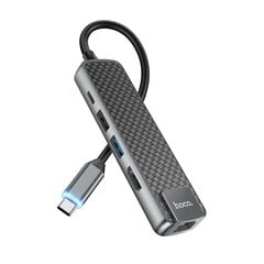 Адаптер Hoco HB23 Easy View Type-C to HDMI+USB3.0+USB2.0+RJ45+PD серый цена и информация | Адаптеры, USB-разветвители | pigu.lt