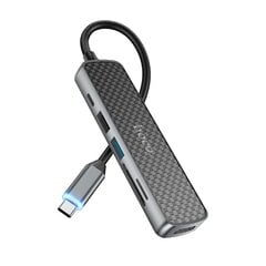 Адаптер Hoco HB24 Easy Display Type-C to HDMI+USB3.0+USB2.0+SD+TF+PD серый цена и информация | Адаптеры, USB-разветвители | pigu.lt