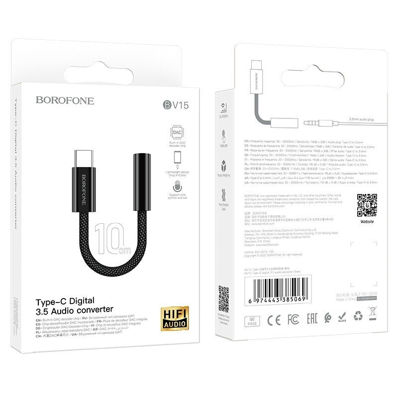 Adapteris Borofone BV15, USB-C, 3.5mm kaina ir informacija | Adapteriai, USB šakotuvai | pigu.lt