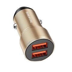 Borofone Car charger BZ19 Wisdom - 2xUSB - 12W with USB to Type C cable gold цена и информация | Зарядные устройства для телефонов | pigu.lt