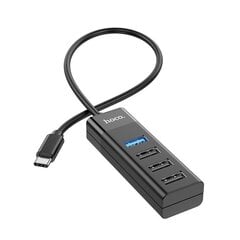 USB разветвитель Hoco HB25 Easy mix 4-in-1 converter Type-C to 1xUSB3.0+3xUSB2.0 черный цена и информация | Адаптеры, USB-разветвители | pigu.lt