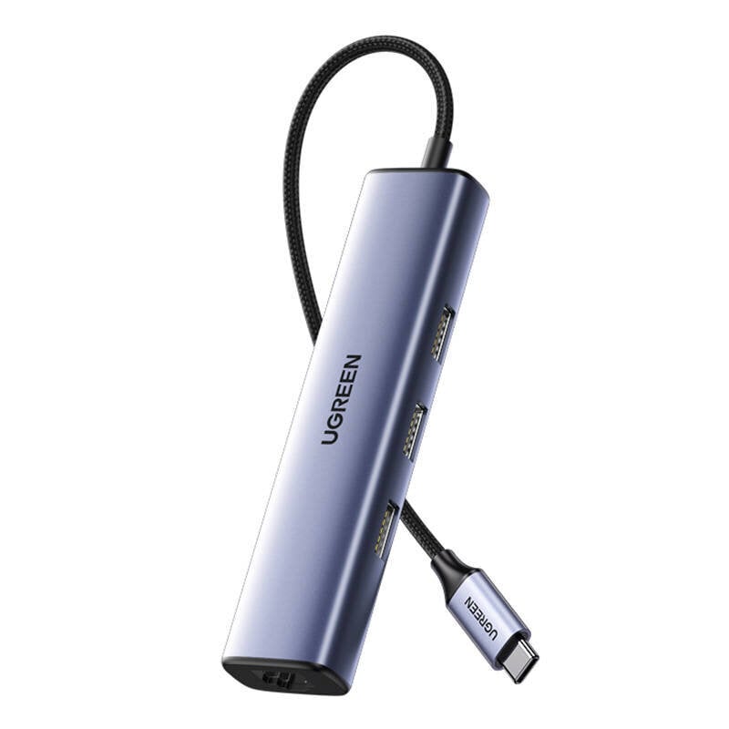 Ugreen CM475 USB-C Hub 3x USB 3.0, RJ45, USB-C PD цена и информация | Adapteriai, USB šakotuvai | pigu.lt