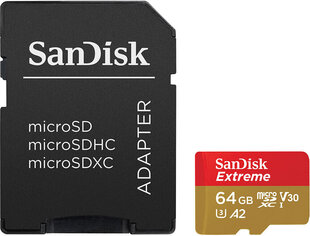 Sandisk microSDXC 64GB kaina ir informacija | Atminties kortelės telefonams | pigu.lt