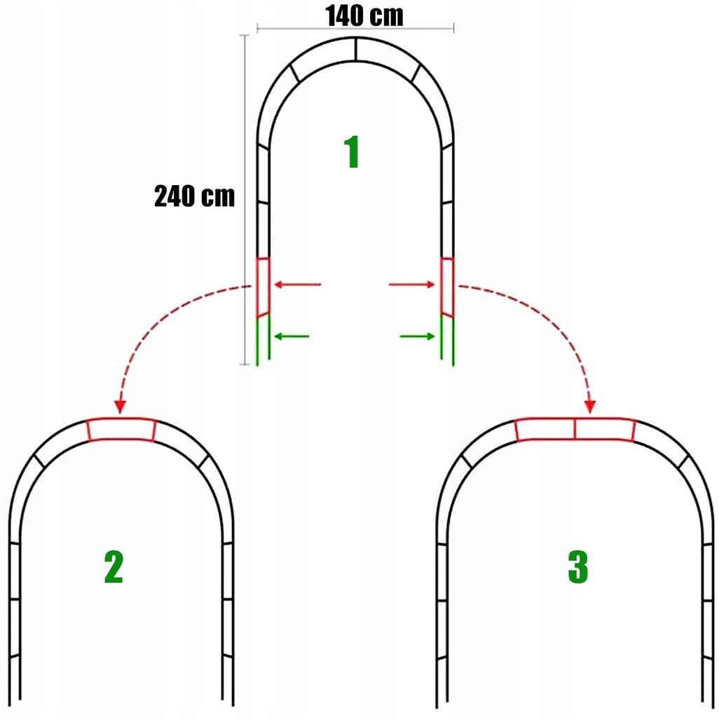 Gėlių arka - sodo pergolė 240 cm kaina ir informacija | Gėlių stovai, vazonų laikikliai | pigu.lt