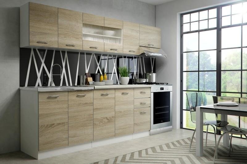Virtuvinių spintelių komplektas Halmar Perla 260, baltos/ąžuolo spalvos  kaina | pigu.lt