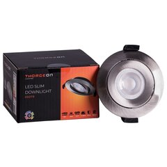 LED Slim Downlight 5W 3000K/4000K/5700K 400Lm 55° CRI 90 Flicker-Free Cutout 70-75mm (Internal Driver Included) Brushed nickel THORGEON цена и информация | Монтируемые светильники, светодиодные панели | pigu.lt