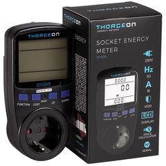 Socket Power Consumption Meter 16A EU Plug Black THORGEON цена и информация | Выключатели, розетки | pigu.lt