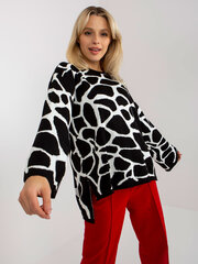 бело-черный женский свитер оверсайз с узором цена и информация | Женские кофты | pigu.lt