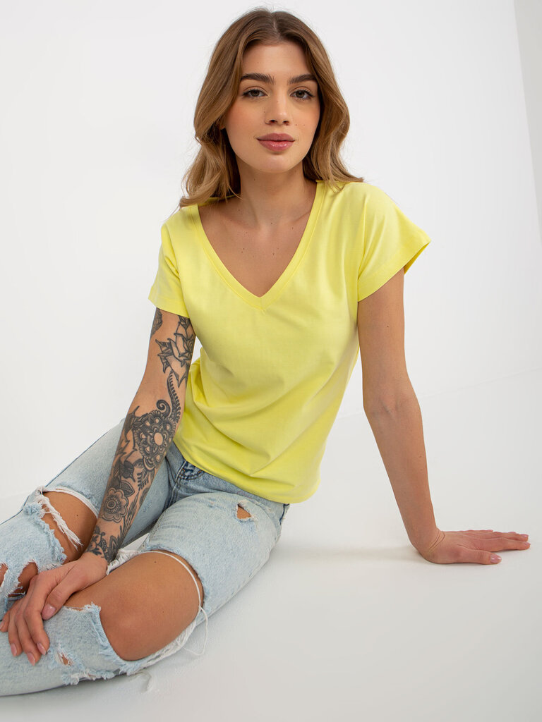 Marškinėliai moterims 2016103324453, geltoni kaina ir informacija | Marškinėliai moterims | pigu.lt