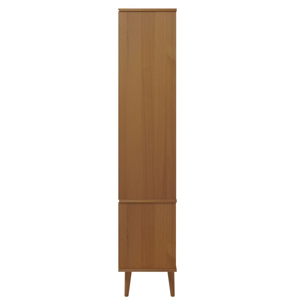 Vitrininė spintelė vidaXL, Pušies medienos masyvas, 90x35x175cm, ruda kaina ir informacija | Vitrinos, indaujos | pigu.lt