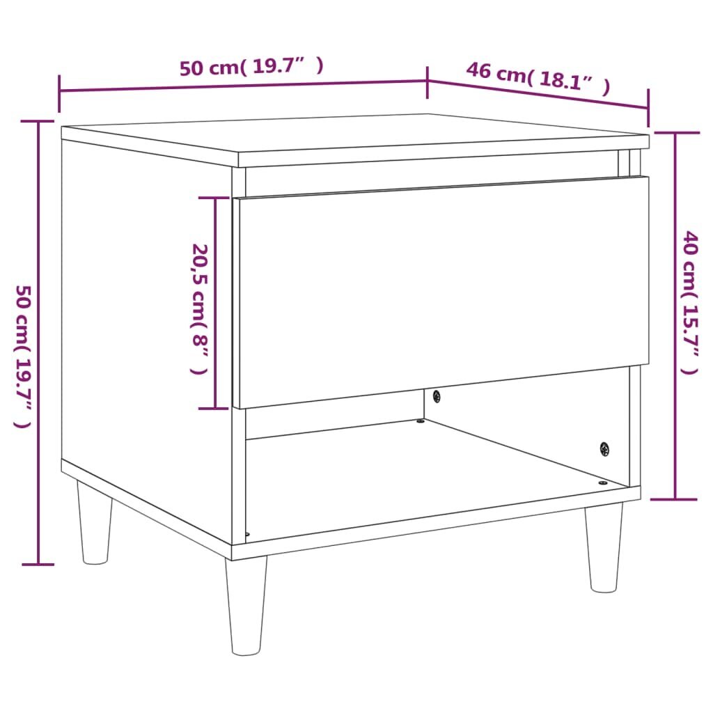 Naktinis staliukas vidaXL, Apdirbta mediena, 50x46x50cm, sonoma ąžuolo spalva цена и информация | Spintelės prie lovos | pigu.lt