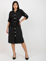 черное полосатое платье-миди с рукавом 3/4 цена и информация | Платья | pigu.lt