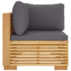 vidaXL Kampinė sodo sofos dalis su pilkomis pagalvėlėmis, tikmedis kaina ir informacija | Lauko kėdės, foteliai, pufai | pigu.lt