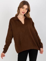 темно-коричневый однотонный свитер оверсайз с воротником цена и информация | Женские кофты | pigu.lt