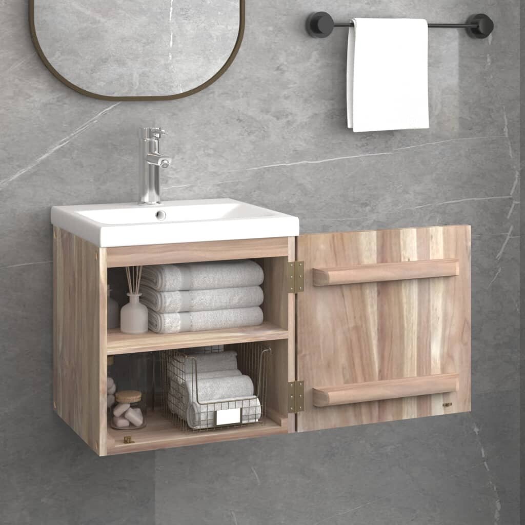 Sieninė vonios kambario spintelė vidaXL, ruda цена и информация | Vonios spintelės | pigu.lt