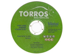 Круг отрезной для стали TORROS 125*1.2*22.2 цена и информация | Шлифовальные машины | pigu.lt