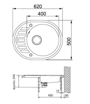 Akmens masės virtuvinė plautuvė Franke Rog 611-62 juoda, ventilis užkemšamas цена и информация | Virtuvinės plautuvės | pigu.lt