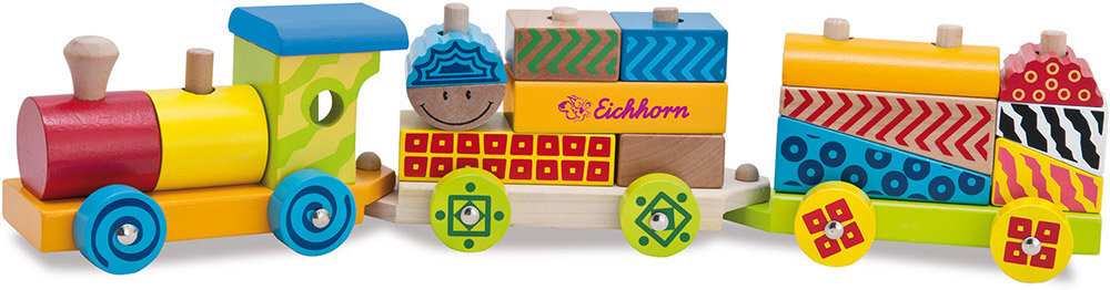Medinis traukinukas su kaladėlėmis Eichhorn kaina ir informacija | Žaislai kūdikiams | pigu.lt
