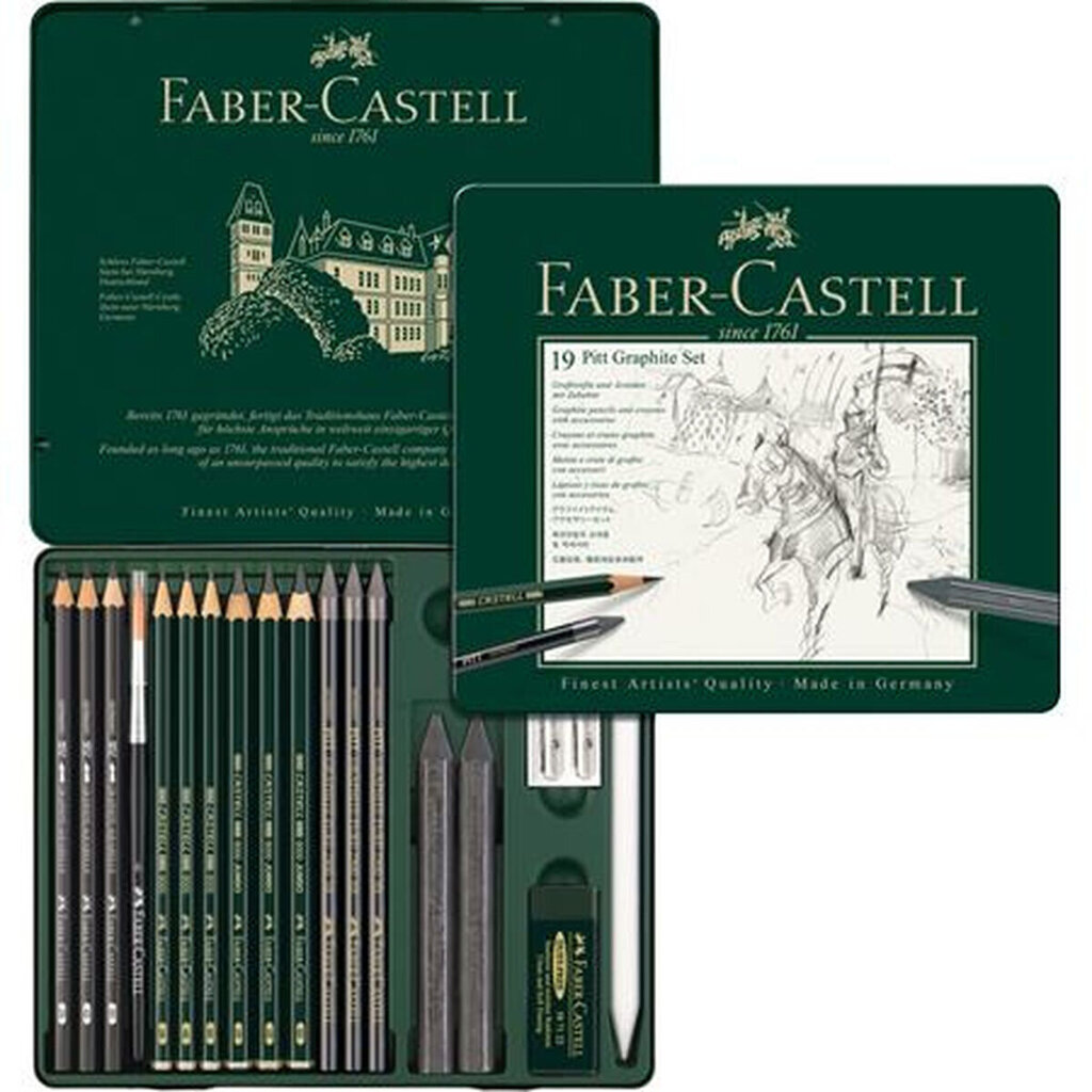 Pieštukų rinkinys Faber-Castell Pitt 112973 grafitas (19 vnt.) kaina ir informacija | Piešimo, tapybos, lipdymo reikmenys | pigu.lt