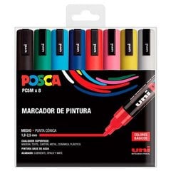 Набор маркеров Uni-Ball Posca Basic PC-5M 8 штук цена и информация | Принадлежности для рисования, лепки | pigu.lt