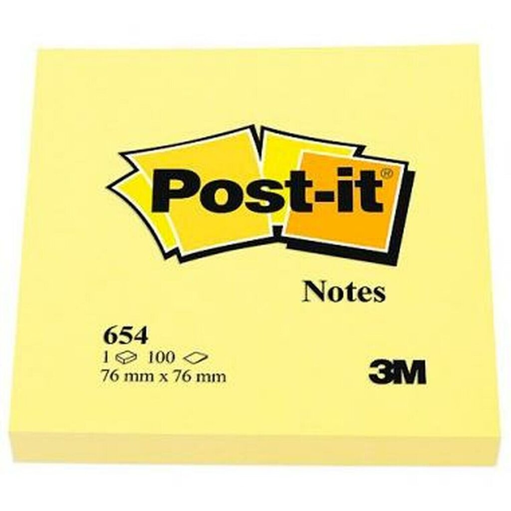 Lipnūs lapeliai Post-it, Geltoni, 7,6 x 7,6 cm, 36 vnt kaina ir informacija | Sąsiuviniai ir popieriaus prekės | pigu.lt