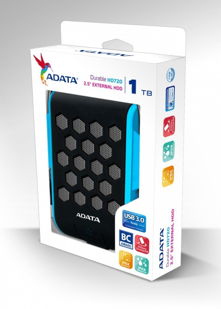 Adata HD720 2.5'' 1 TB, USB 3.0 цена и информация | Išoriniai kietieji diskai (SSD, HDD) | pigu.lt