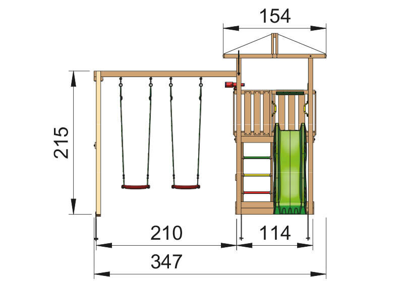 Vaikų žaidimo aikštelė Jungle Gym Hut 2-Swing, žalia kaina ir informacija | Vaikiški lauko baldai | pigu.lt