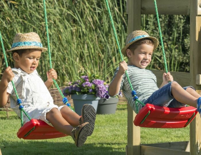 Vaikų žaidimo aikštelė Jungle Gym Hut 2-Swing, žalia kaina ir informacija | Vaikiški lauko baldai | pigu.lt