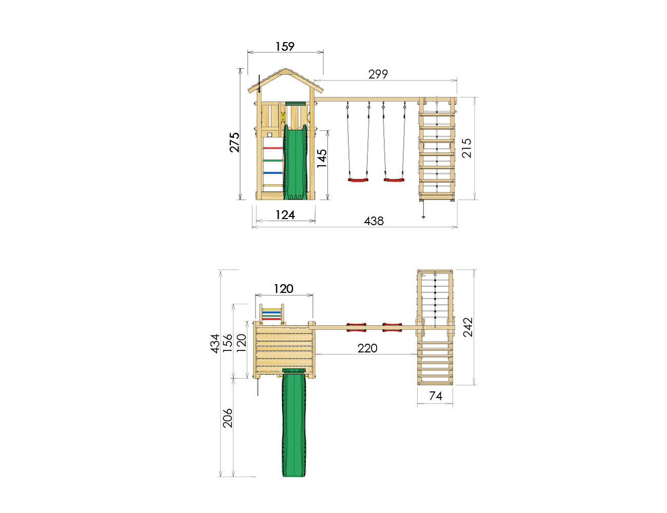 Žaidimo aikštelė Jungle Gym Cottage 2-Climb цена и информация | Vaikų žaidimų nameliai | pigu.lt