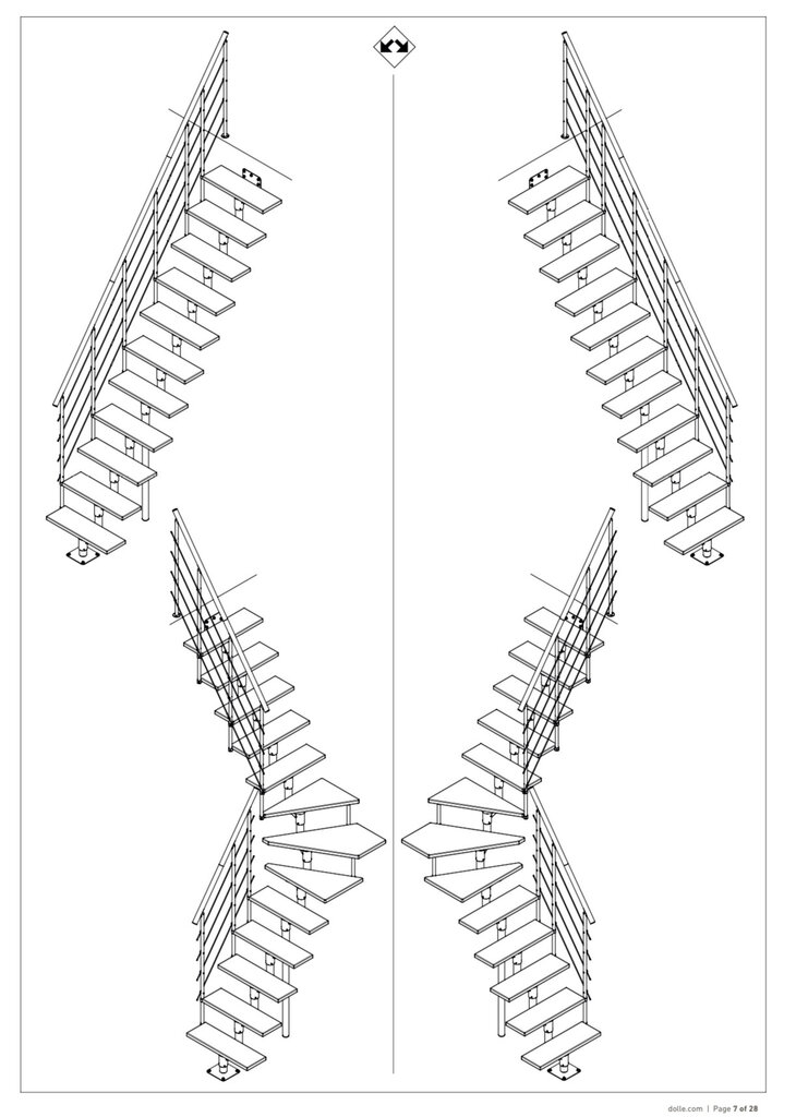 Moduliniai laiptai BOSTON DOLLE Antracite 1/4 posūkio. Aukštis rinkinys 228-300 cm цена и информация | Laiptai | pigu.lt