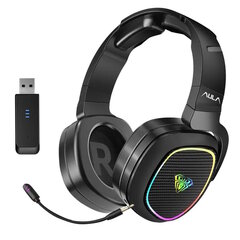 Беспроводные наушники Aula F608 3в1 для Игр PS4 PS5 / Smart TV Wireless 2.4Ghz USB / Bluetooth / 3.5 мм провод / Mic RGB Led, черные цена и информация | Наушники | pigu.lt