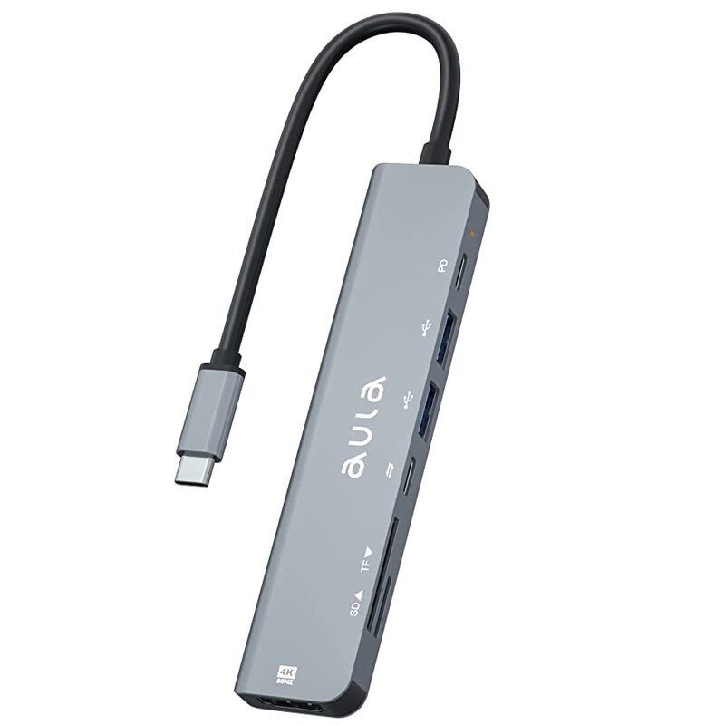 Aula UC-902 7in1 Hub USB-C į Hdmi 4K 60Hz / SD / PD įkrovimas / USB-C /  Micro SD / 2x USB kaina | pigu.lt