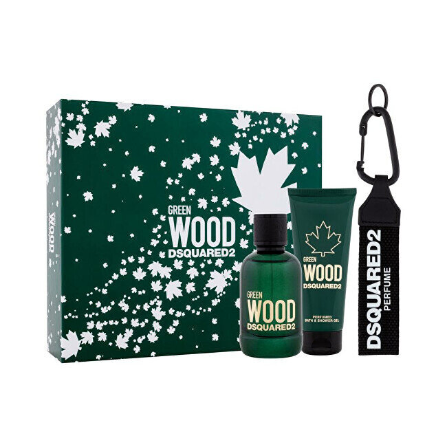 Rinkinys vyrams Dsquared2 Green Wood: EDT 100 ml + dušo želė, 100 ml + raktų pakabukas kaina ir informacija | Kvepalai vyrams | pigu.lt