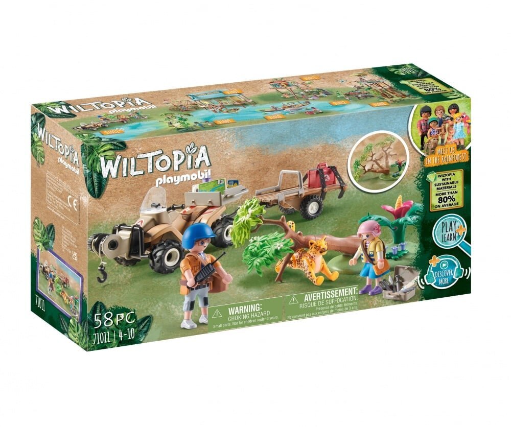 71011 PLAYMOBIL® Wiltopia, Gyvūnų gelbėjimo keturratis kaina ir informacija | Konstruktoriai ir kaladėlės | pigu.lt