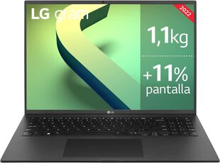 LG gram 16Z90Q 2022 1.1kg, WQXGA S, Intel EVO i7 12gen, 32GB RAM, Iris Xe, 1TB SSD, Win 11 Home kaina ir informacija | Nešiojami kompiuteriai | pigu.lt