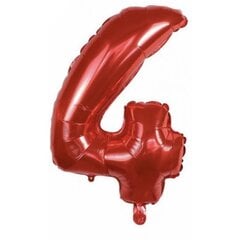 Folinis balionas-skaičius 4, raudonas, 82cm kaina ir informacija | Balionai | pigu.lt