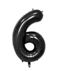 Folinis balionas-skaičius 6, juodas, 82cm kaina ir informacija | Balionai | pigu.lt